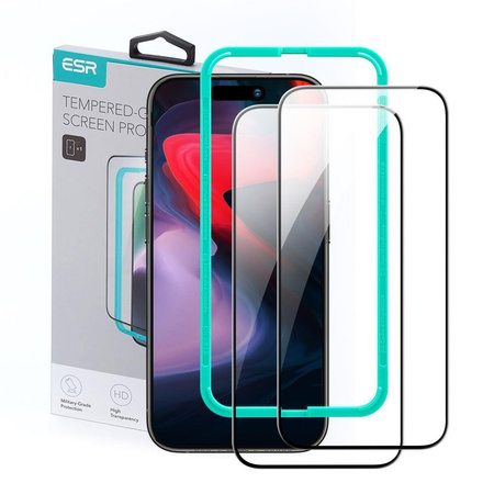 SZKŁO HARTOWANE ESR TEMPERED GLASS 2-PACK IPHONE 15 PRO MAX BLACK