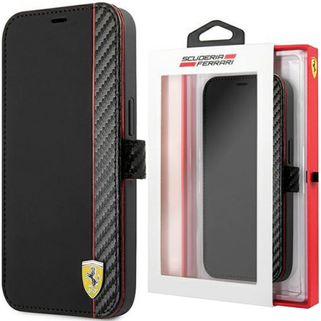 Ferrari FESAXFLBKP13SBK iPhone 13 mini 5,4" czarny/black book On Track Carbon Stripe
