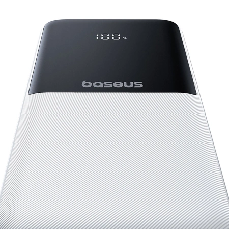 Powerbank Baseus Lipow 10000mAh 22,5W z dwoma wbudowanymi kablami (z kablem Baseus Simple USB-A - USB-C 3A 20cm) - biały