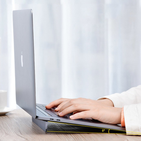Baseus samoprzylepna aluminiowa podstawka pod laptopa MacBook ultra cienka składana ciemnoszary (SUZC-0G)