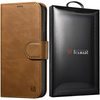 iCarer Oil Wax Wallet Case 2in1 etui iPhone 14 Pro Max skórzany pokrowiec z klapką Anti-RFID brązowy (WMI14220724-TN)