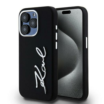 KARL LAGERFELD ETUI SILICONE METAL SCRIPT LOGO DO IPHONE 15 PRO MAX