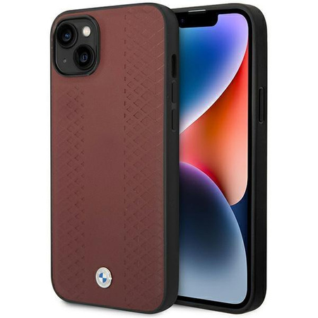 Etui BMW BMHCP14S22RFGR na iPhone 14 burgundowy/burgundy Leather Diamond Pattern