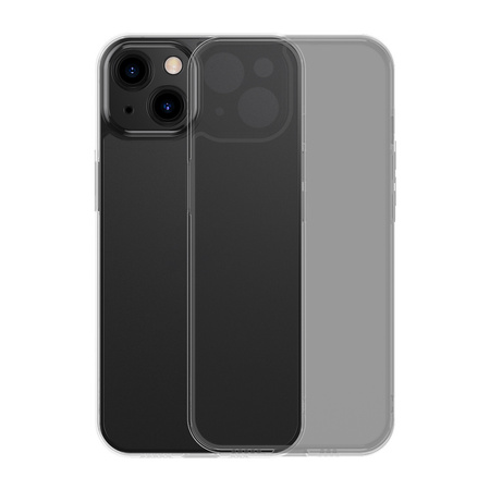 Baseus Frosted Glass Case etui pokrowiec do iPhone 13 sztywna obudowa z żelową ramką czarny (ARWS000901)