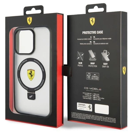 Etui Ferrari Ring Stand 2023 Collection MagSafe do iPhone 15 Pro - przezroczyste