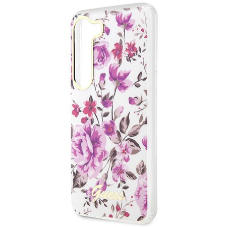 Etui Guess GUHCS23MHCFWST S23+ S916 - białe Flower Collection