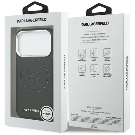 Etui Karl Lagerfeld K Head Point Logo MagSafe do iPhone 17 Pro Max czarny