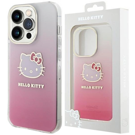 Etui Hello Kitty IML Gradient Electrop Kitty Head na iPhone 15 Pro - różowe