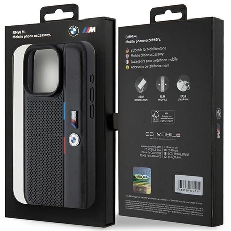 Etui BMW Perforated Tricolor Line na iPhone 15 Pro Max - czarne