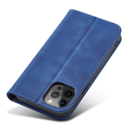 Magnet Fancy Case etui do iPhone 12 Pro Max pokrowiec portfel na karty kartę podstawka niebieski