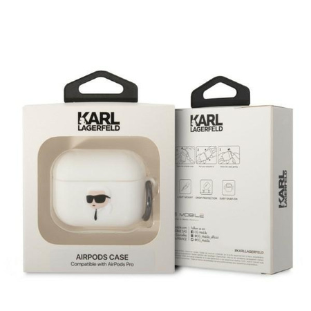 Etui Karl Lagerfeld KLAPRUNIKH na AirPods Pro - białe Silicone Karl Head 3D