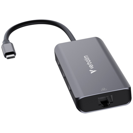 VERBATIM PRZEJŚCIÓWKA HUB 3xUSB-A HDMI 3.2 RJ45 DO LAPTOPA ALUMINIOWA 32157