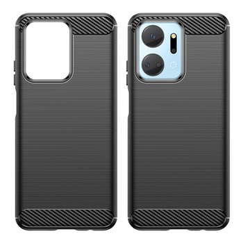 Carbon Case etui do Honor Play 40 Plus / Honor X7a elastyczny silikonowy karbonowy pokrowiec czarne