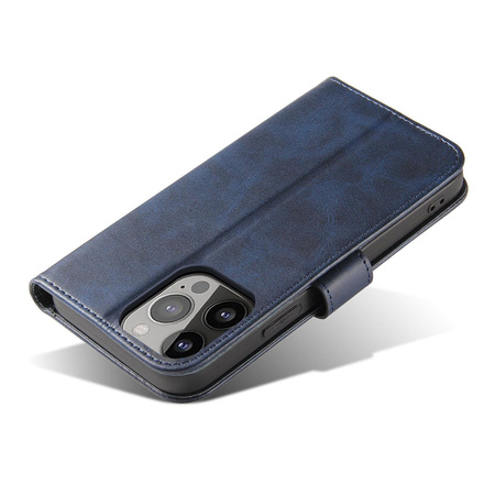 Magnet Case elegancki futerał etui pokrowiec z klapką i funkcją podstawki iPhone 14 Plus niebieski