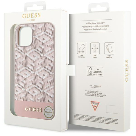 Etui Guess GUHMP14MHGCFSEP na iPhone 14 Plus - różowe GCube Stripes MagSafe