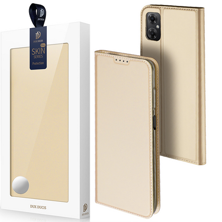 Dux Ducis Skin Pro etui Xiaomi Redmi Note 11E /Redmi 10 5G / Redmi 10 Prime+ 5G / Poco M4 5G pokrowiec z klapką portfel na kartę podstawka złote