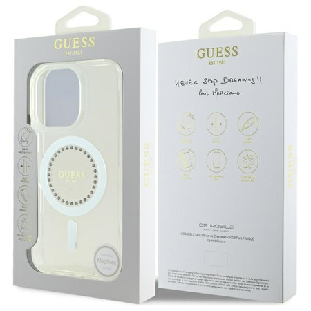 Guess GUHMP16XPFTDTEH iPhone 16 Pro Max 6.9" biały/white hardcase IML Rhinestones MagSafe