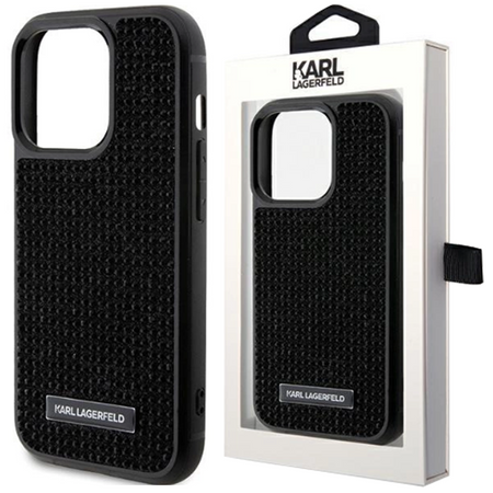 Etui Karl Lagerfeld Rhinestone Logo Metal Plate do iPhone 15 Pro - czarne