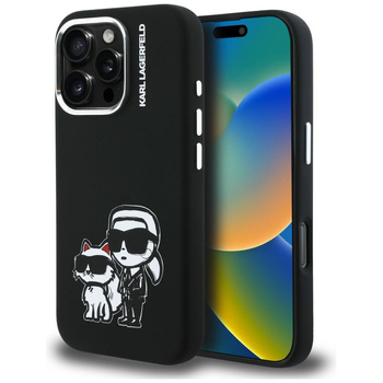 Etui Karl Lagerfeld Silicone             Karl&Choupette Sketch MagSafe do iPhone 16 Pro Max czarny