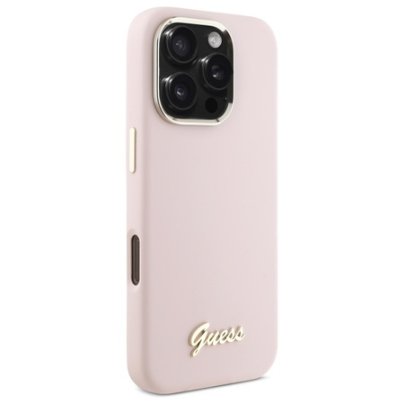 GUESS POKROWIEC SILIKONOWY HARDCASE DO IPHONE 16 PRO 6.3 Z METALOWYM LOGO