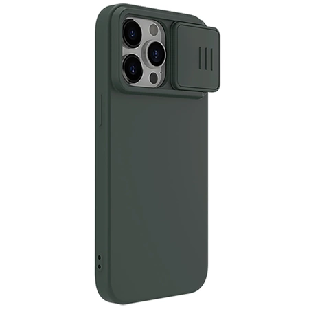 Silikonowe etui Nillkin CamShield Silky Silicone Case do iPhone 15 Pro z osłoną na aparat - zielone
