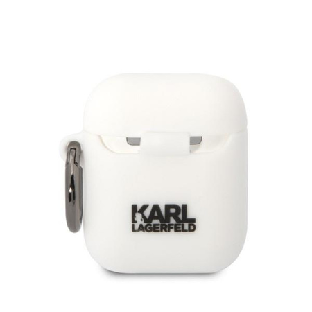 Etui Karl Lagerfeld KLA2RUNIKH na AirPods 1/2 - białe Silicone Karl Head 3D