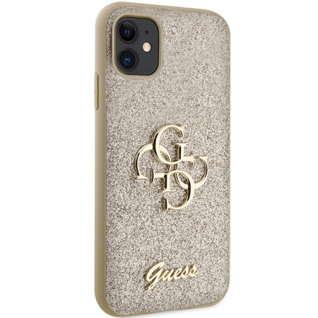 GUESS CASE HARD DO IPHONE 11 6,1 XR ZŁOTE GLITTER SCRIPT BIG 4G PREMIUM