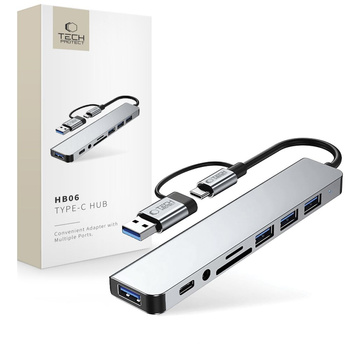 TECH-PROTECT HUB ADAPTER PRZEJŚCIÓWKA 8W1 TYPE-C DO WINDOWS LAPTOP USB 3.0