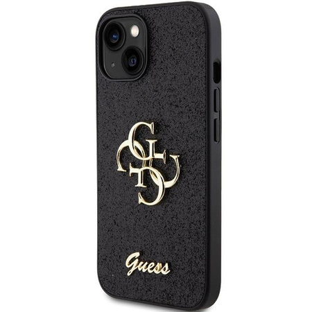 Etui Guess Glitter Script Big 4G na iPhone 15 Plus - czarne