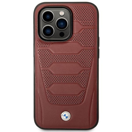 Etui BMW BMHMP14X22RPSR na iPhone 14 Pro Max burgundowy/burgundy Leather Seats Pattern MagSafe