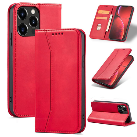 Magnet Fancy Case etui iPhone 14 Pro pokrowiec z klapką portfel podstawka czerwone