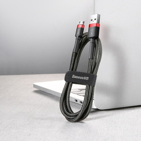 BASEUS KABEL USB DO MICRO USB DO TELEFON TABLET 2A 3M MOCNY CZARNY CZERWONY