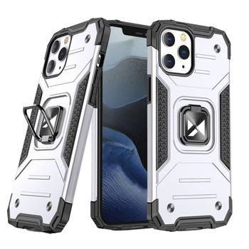 Wozinsky Ring Armor etui iPhone 14 Pro Max pancerny pokrowiec uchwyt magnetyczny ring srebrne