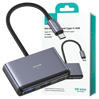 USAMS ADAPTER HUB 5W1 USB 3.0 USB-C DO WINDOWS MACBOOK TABLET SMARTFON