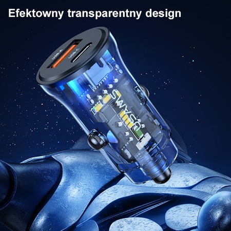 USAMS ŁADOWARKA SAMOCHODOWA 30W 1XUSB 1XUSB-C DO IPHONE 11 SZYBKA ŁADOWARKA