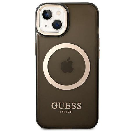 Guess GUHMP14MHTCMK iPhone 14 Plus 6,7" czarny/black hard case Gold Outline Translucent MagSafe