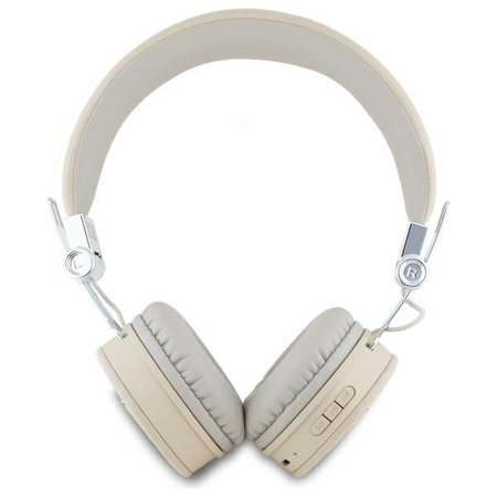 Guess słuchawki nauszne Bluetooth ENC    GUBH70PGTSPSE beżowy/beige Grained Classic Round Shape