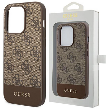 Guess GUHCP14LG4GLBR iPhone 14 Pro 6,1" brązowy/brown hard case 4G Stripe Collection