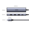 Ugreen adapter konwerter HUB 5w1 USB C - 3x USB 3.0 / HDMI / RJ45 szary (CM475)