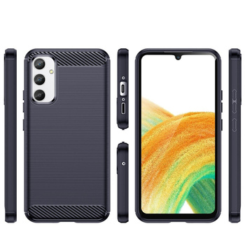 Carbon Case etui do Samsung Galaxy A54 5G elastyczny silikonowy karbonowy pokrowiec niebieskie