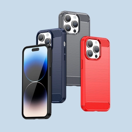 HURTEL CASE CARBON DO IPHONE 14 PRO MAX ELASTYCZNY NA TYŁ TELEFON POKROWIEC