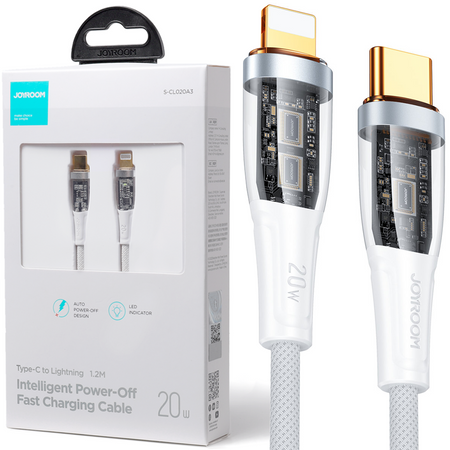 Joyroom kabel szybko ładujący z inteligentnym wyłącznikiem USB-C - Lightning 20W 1.2m biały (S-CL020A3)