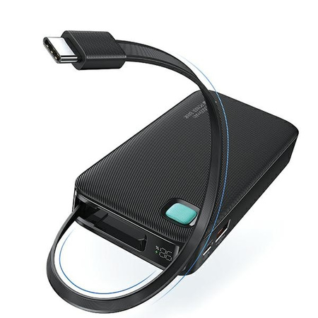 USAMS POWERBANK ZWIJANY KABEL 10000 MAH USB-C PD 20W DO IPHONE 11 12 13 14