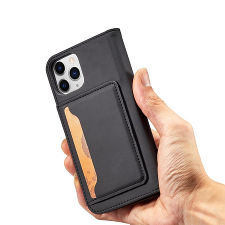 Magnet Card Case etui do iPhone 12 Pro pokrowiec portfel na karty kartę podstawka czarny