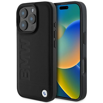 BMW BMHMP16XSLLBK iPhone 16 Pro Max 6.9czarny/black hardcase Leather Hot Stamp MagSafe