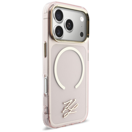 Etui Karl Lagerfeld IML KL Script Logo MagSafe do iPhone 17 Pro Max różowy