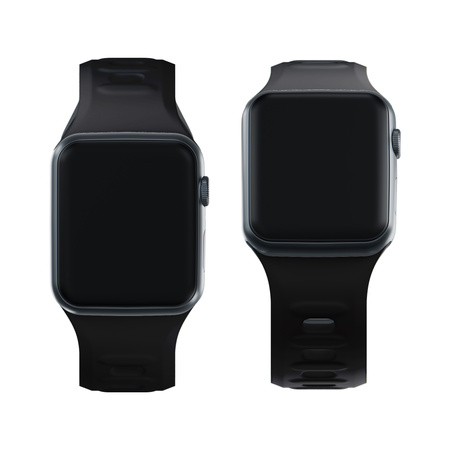 42/44/45/46/49 mm Black (big) - 3mk Silicone Watch Strap for Apple