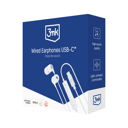 3MK SŁUCHAWKI PRZEWODOWE DO USB-C DO TELEFONÓW KOMPUTERÓW DOSKONAŁY DŹWIĘK