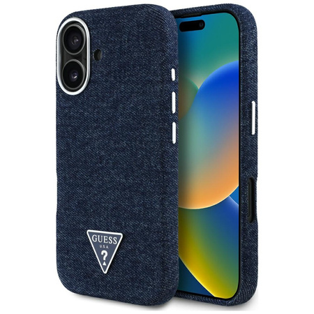 GUESS ETUI CASE TPU DO IPHONE 16 DO MAGSAFE DENIM TRIANGLE LOGO MAGNETYCZNE