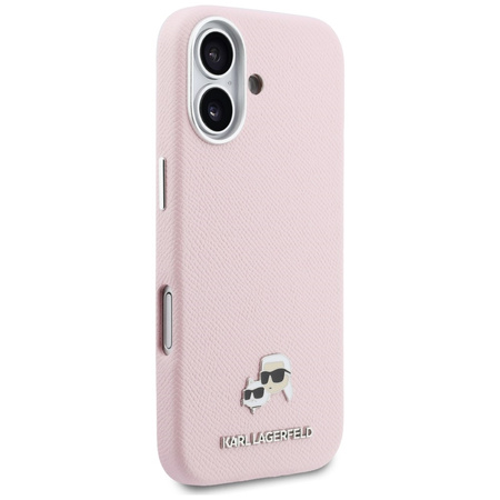 Etui Karl Lagerfeld Karl & Choupette     Head Pins Saffiano MagSafe do iPhone 17 różowy
